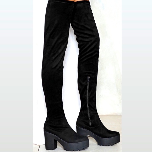 thigh high chunky platform boots